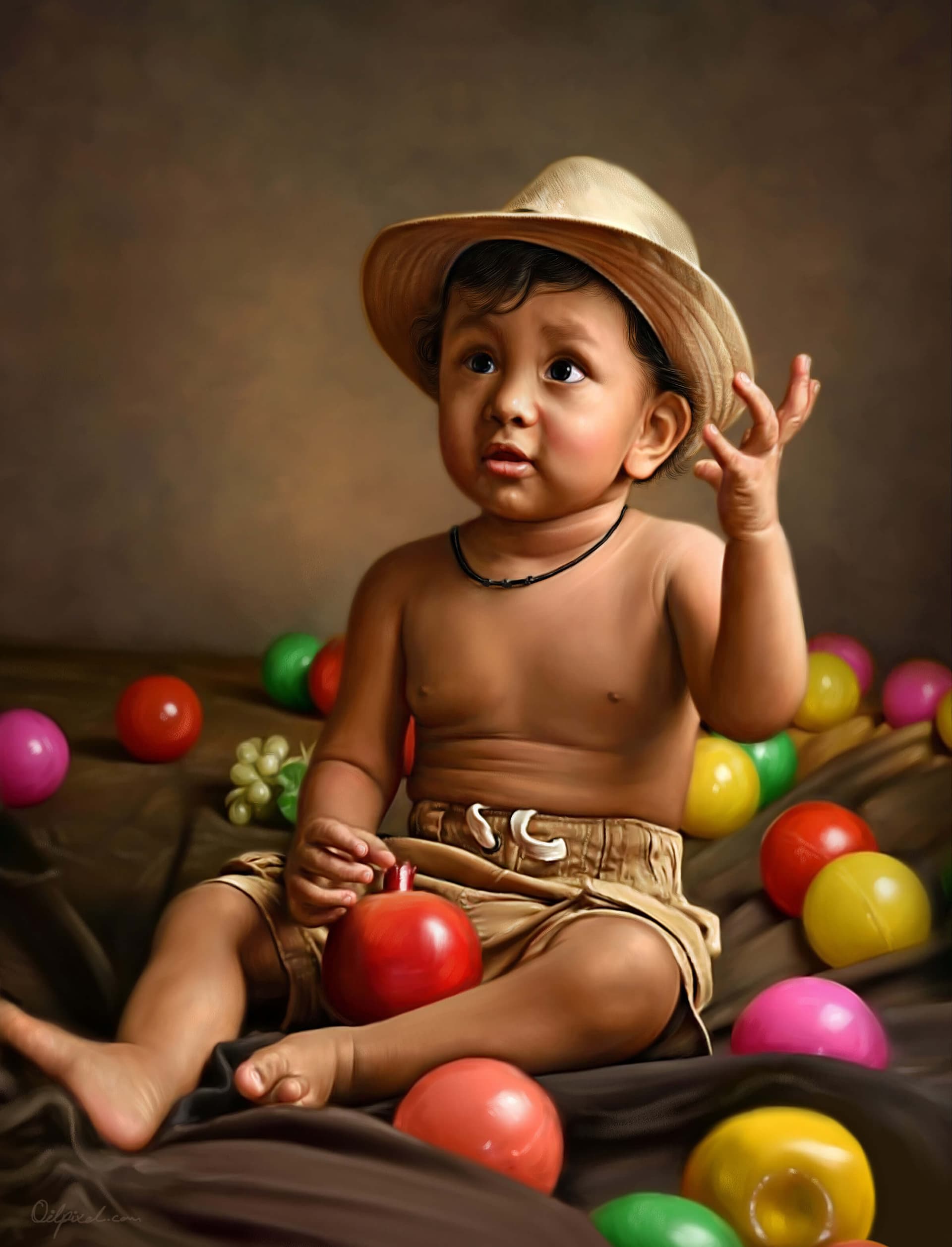 Oil portrait painting of a child
