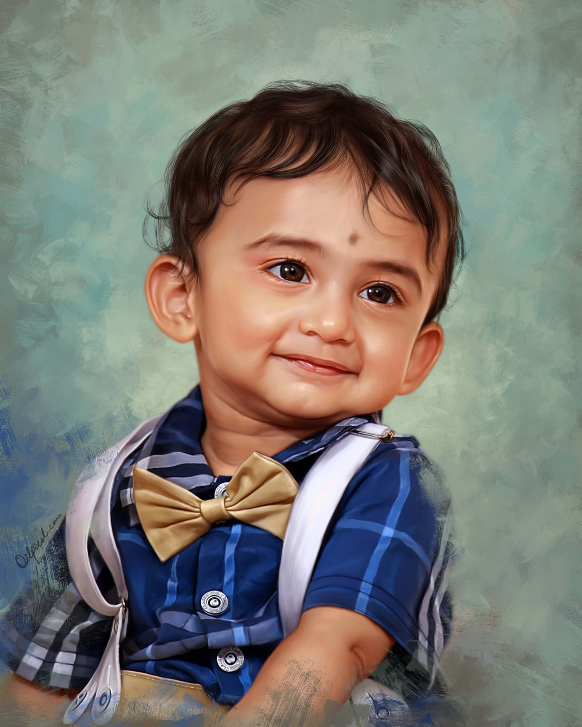 Oilpixel paint kid digital painting with cute smile