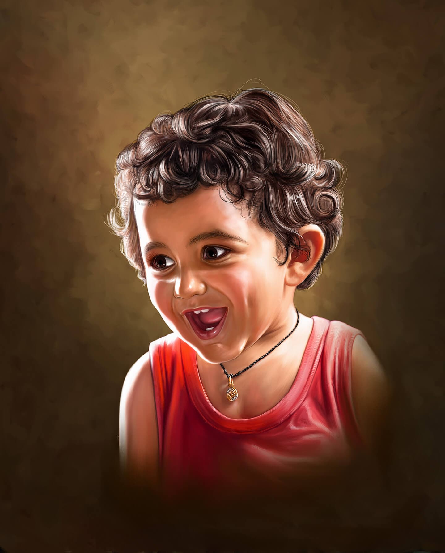 Small Kid Digital Portrait Painting by Oilpixel