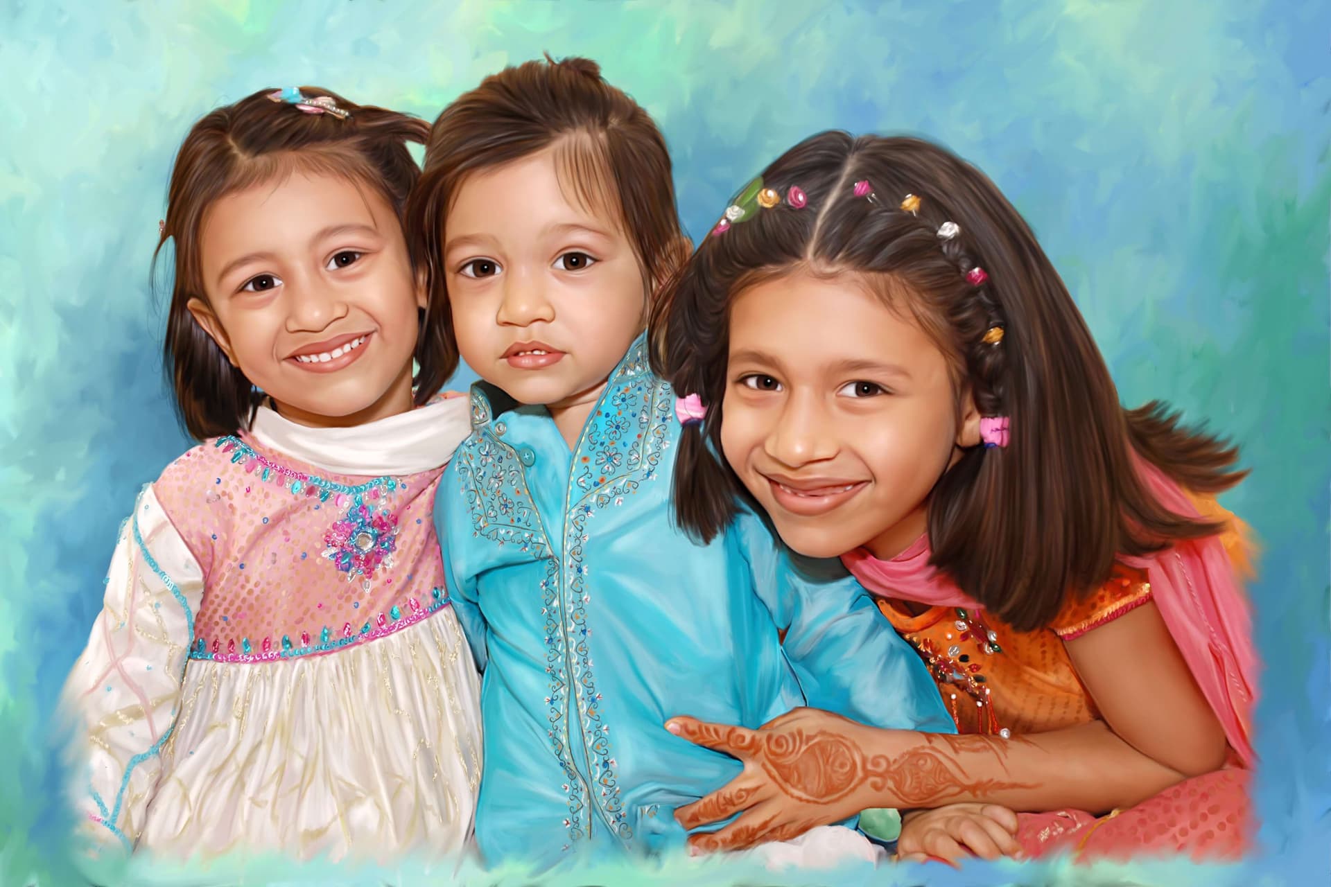 Child Digital Portrait Painting by Oilpixel