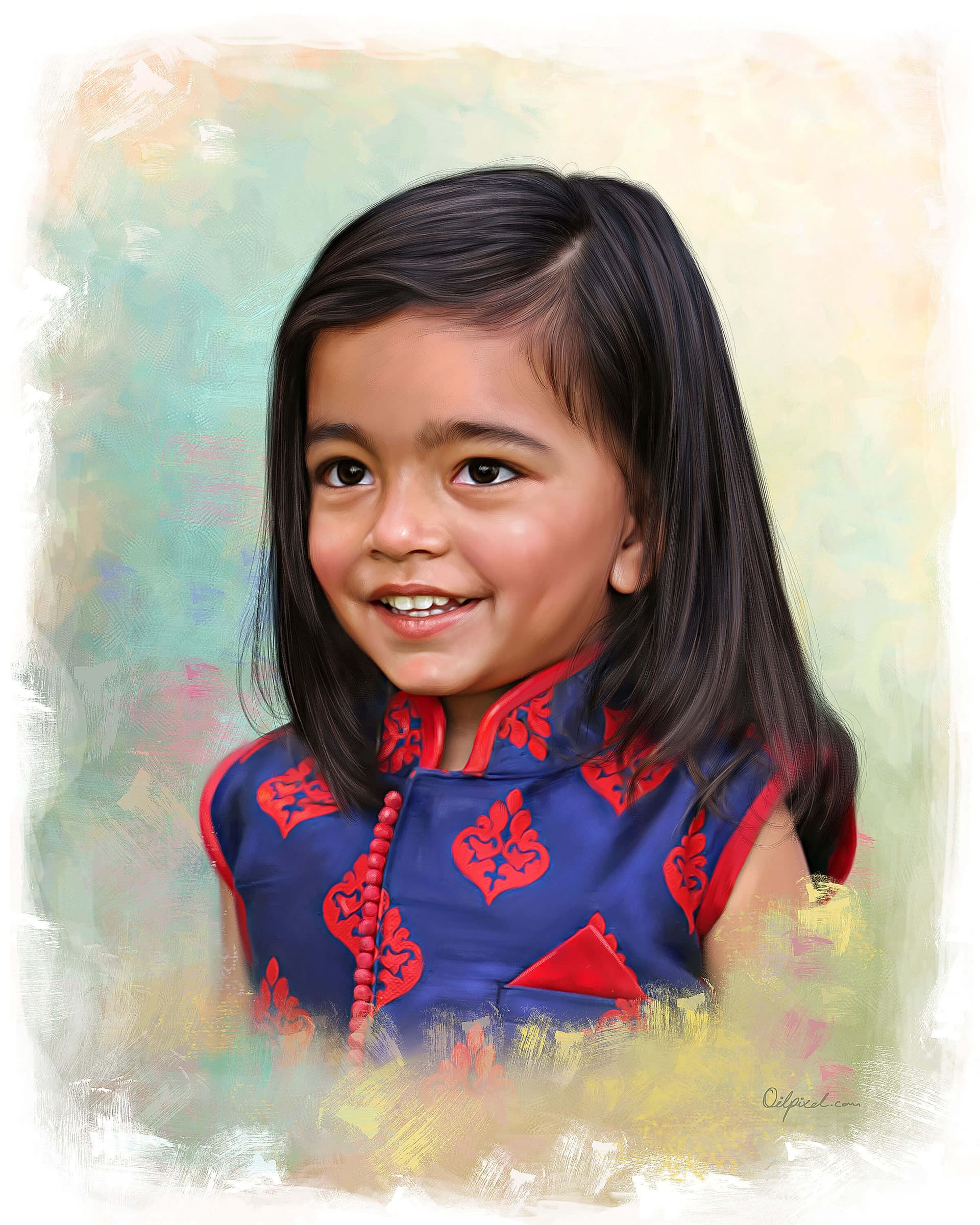Child Digital Portrait Painting by Oilpixel