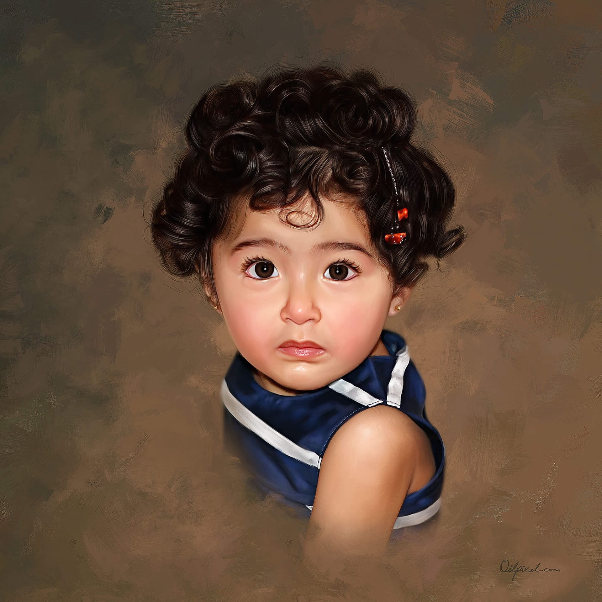 Child Digital Portrait Painting by Oilpixel