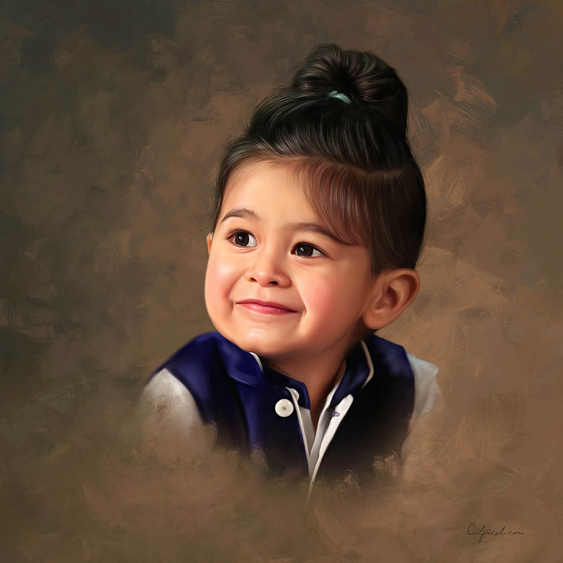 Small Kid Digital Portrait Painting by Oilpixel