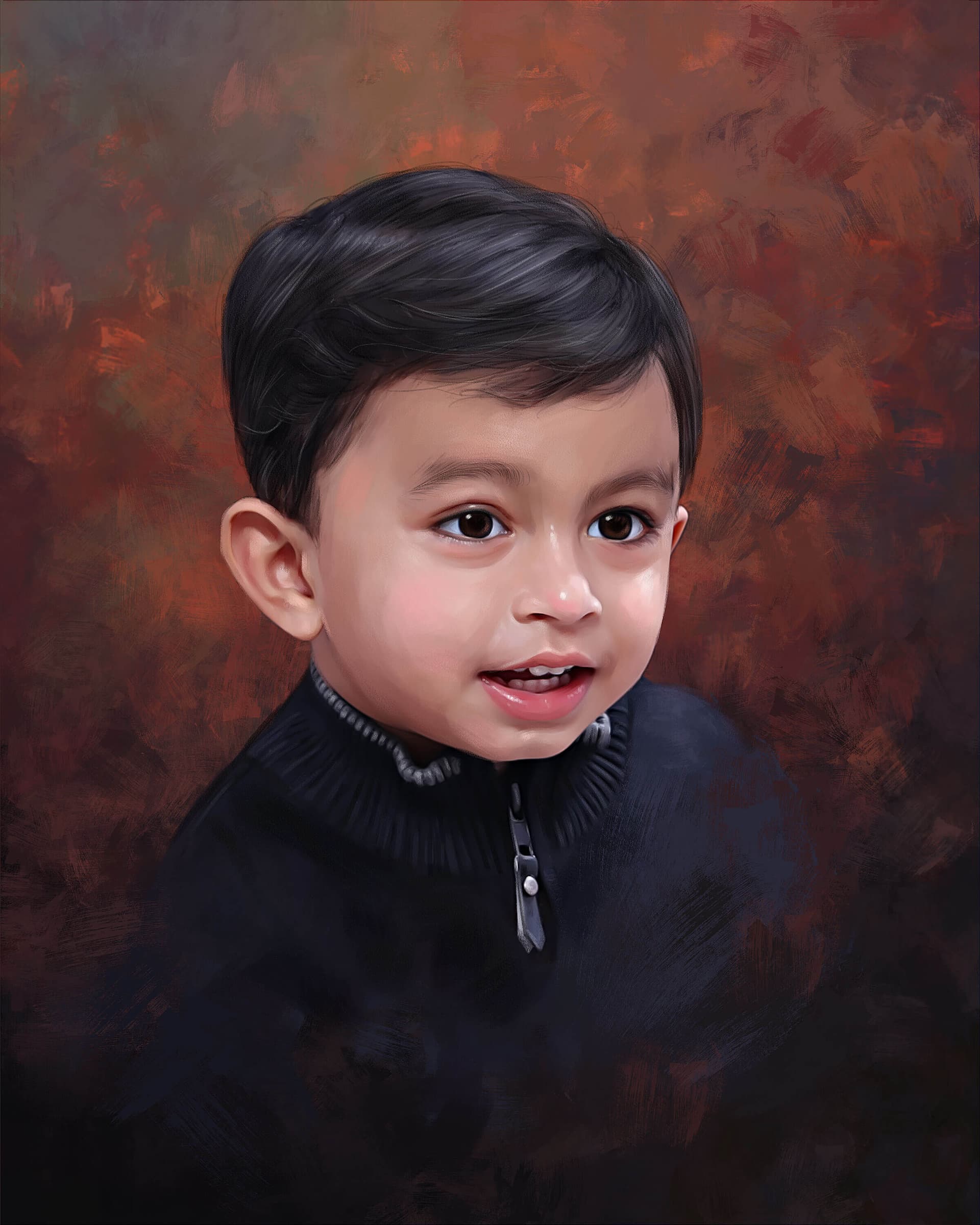 Kid Digital Portrait Painting by Oilpixel