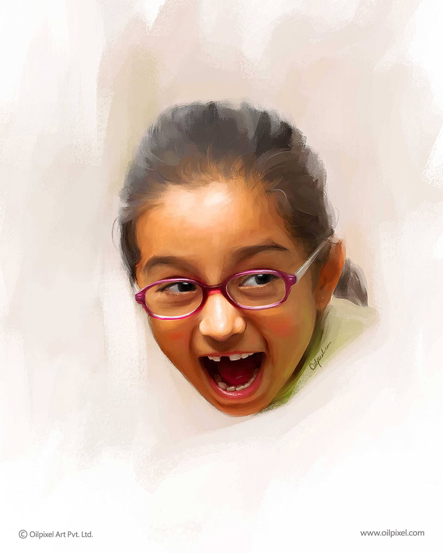 Child Digital Portrait Painting by Oilpixel