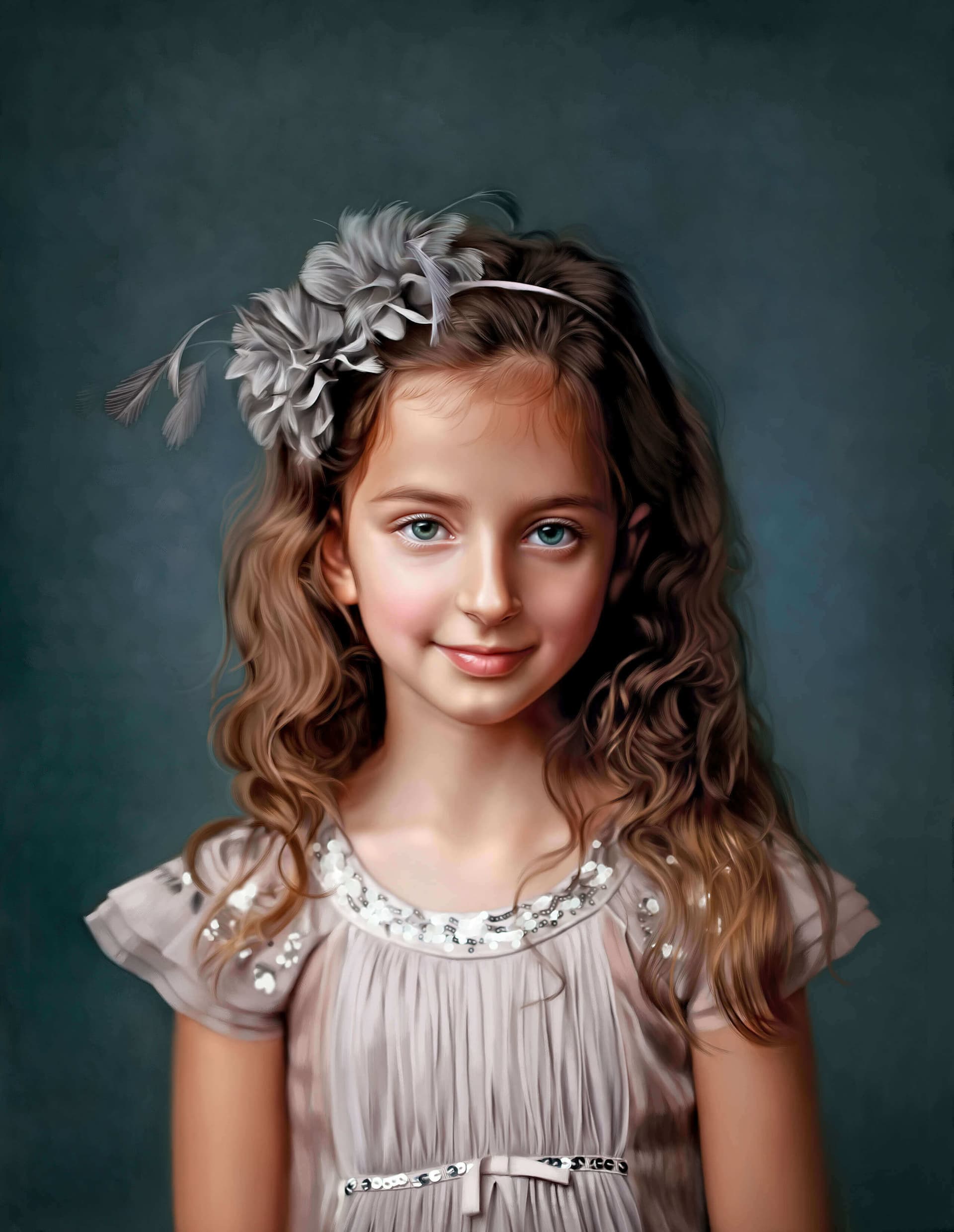 Child Digital Portrait Painting by Oilpixel