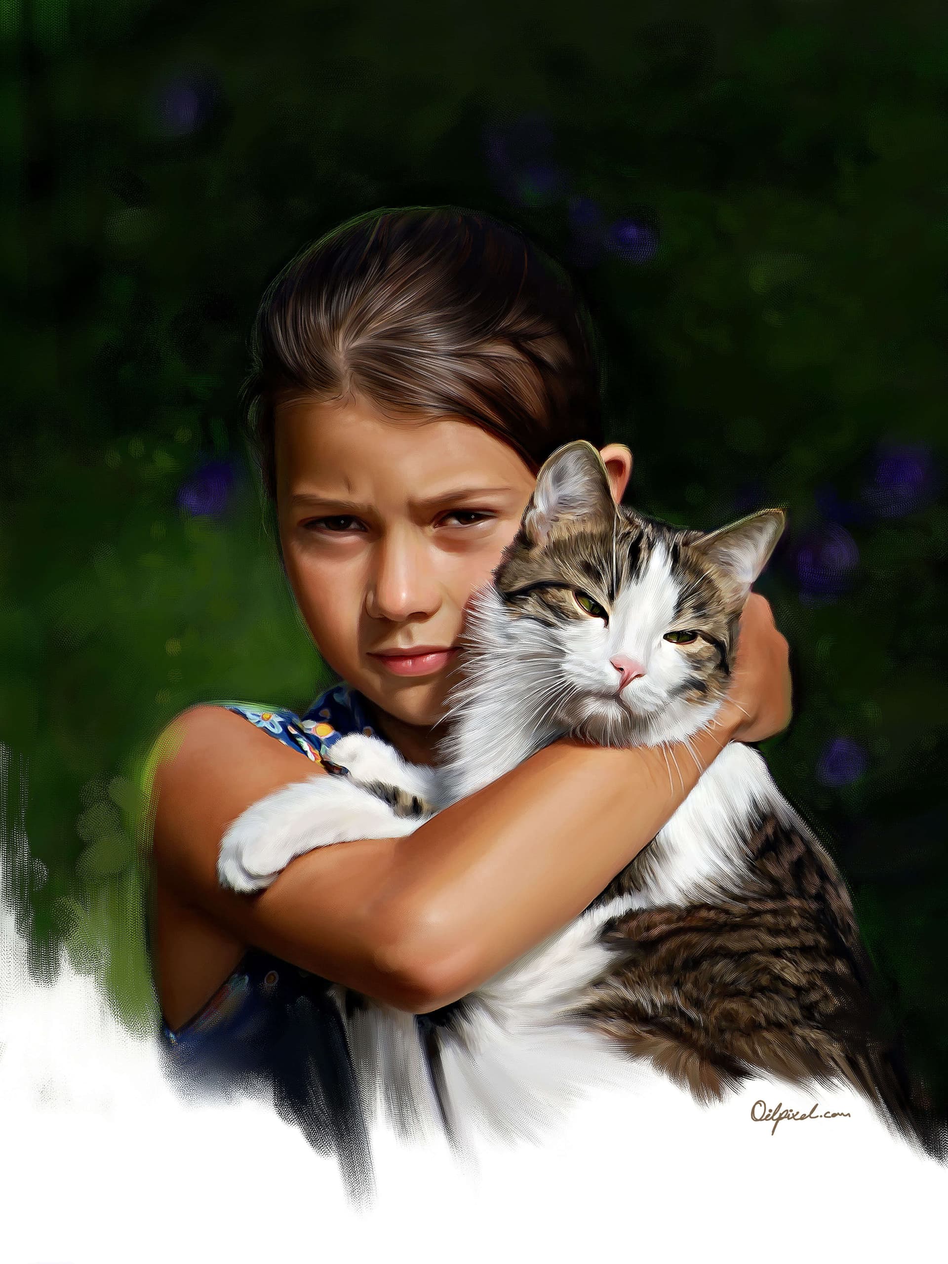 Kid Digital Portrait Painting by Oilpixel
