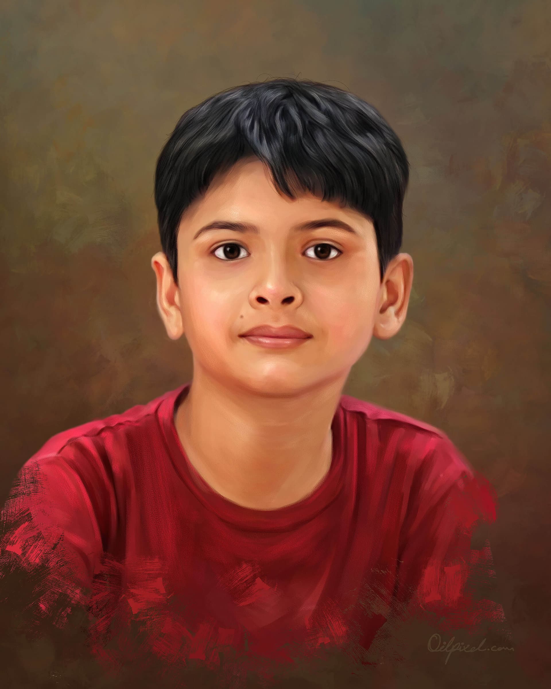 Child Digital Portrait Painting by Oilpixel