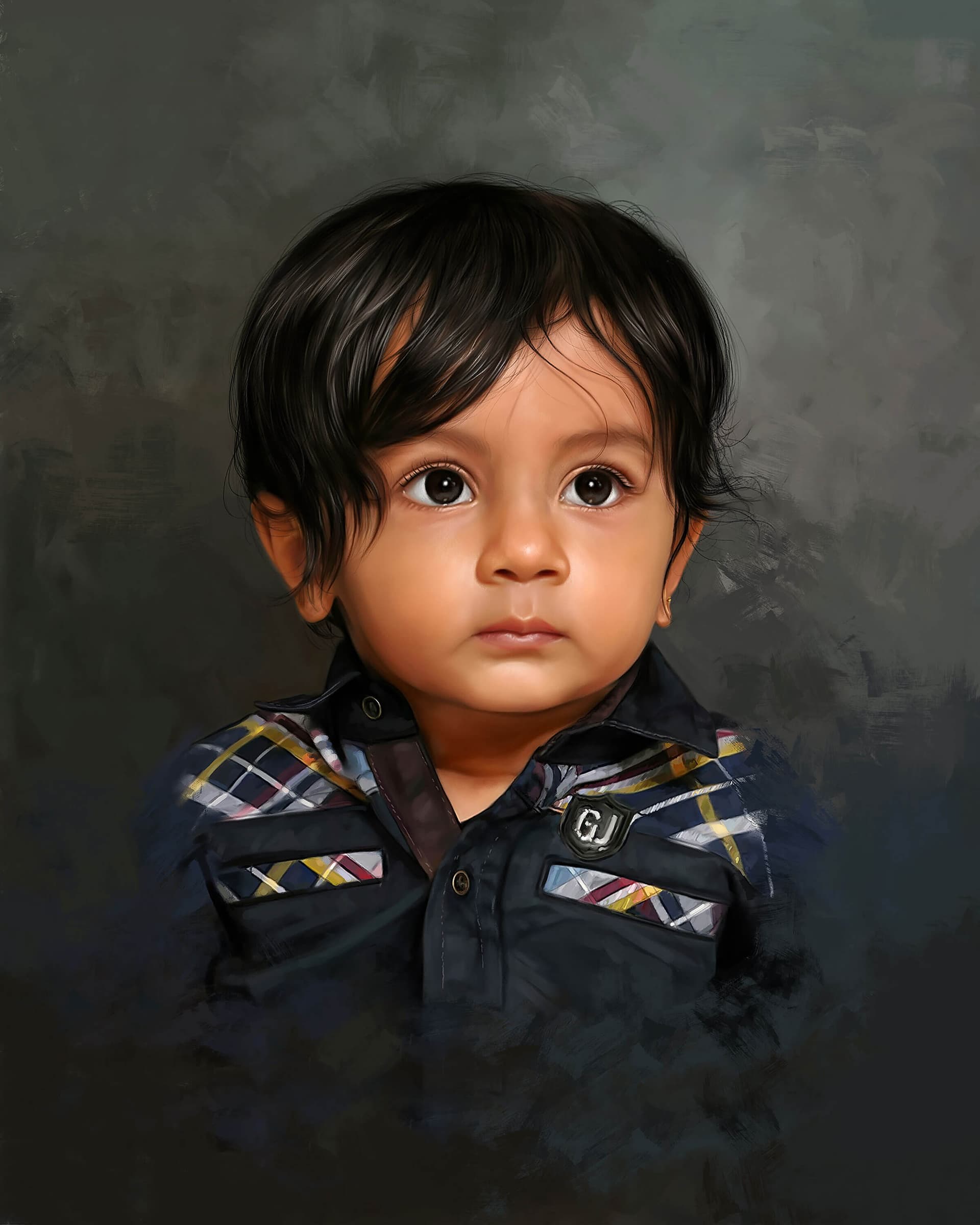 Kid Digital Portrait Painting by Oilpixel