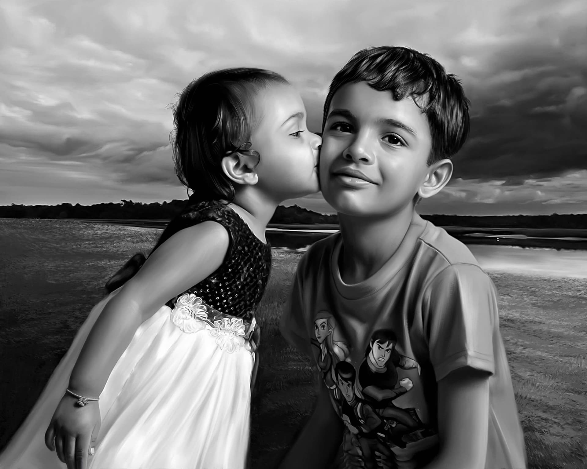 Child Digital Portrait Painting by Oilpixel