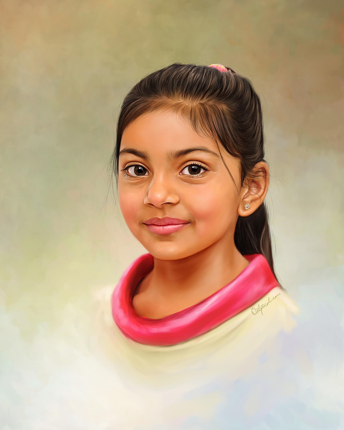 Child Digital Portrait Painting by Oilpixel