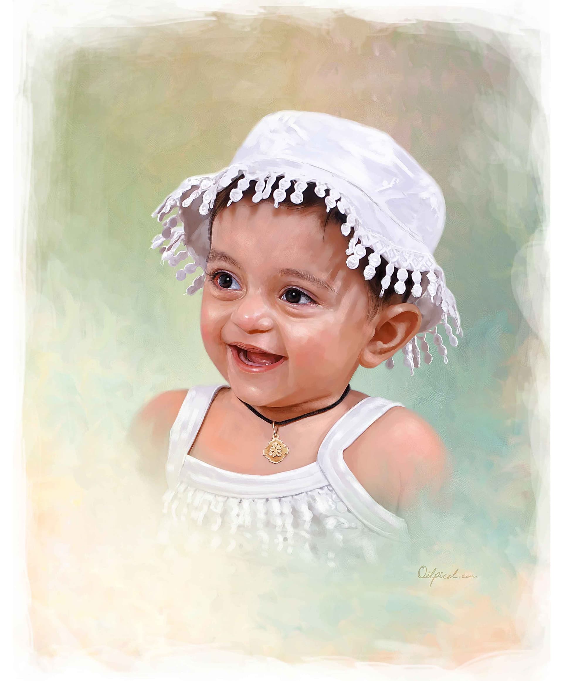 Small Kid Digital Portrait Painting by Oilpixel