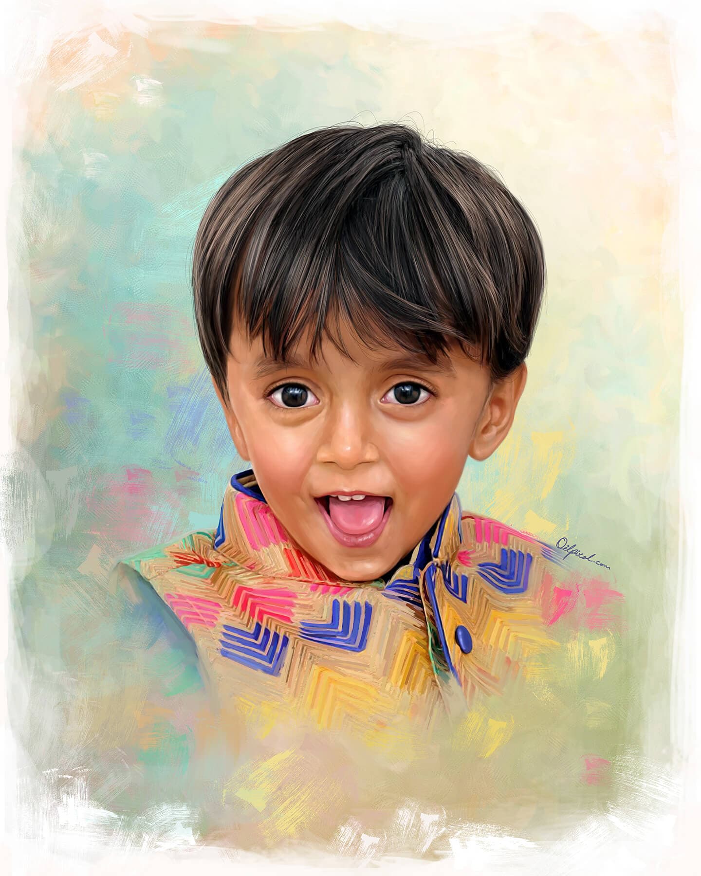 Kid Digital Portrait Painting by Oilpixel