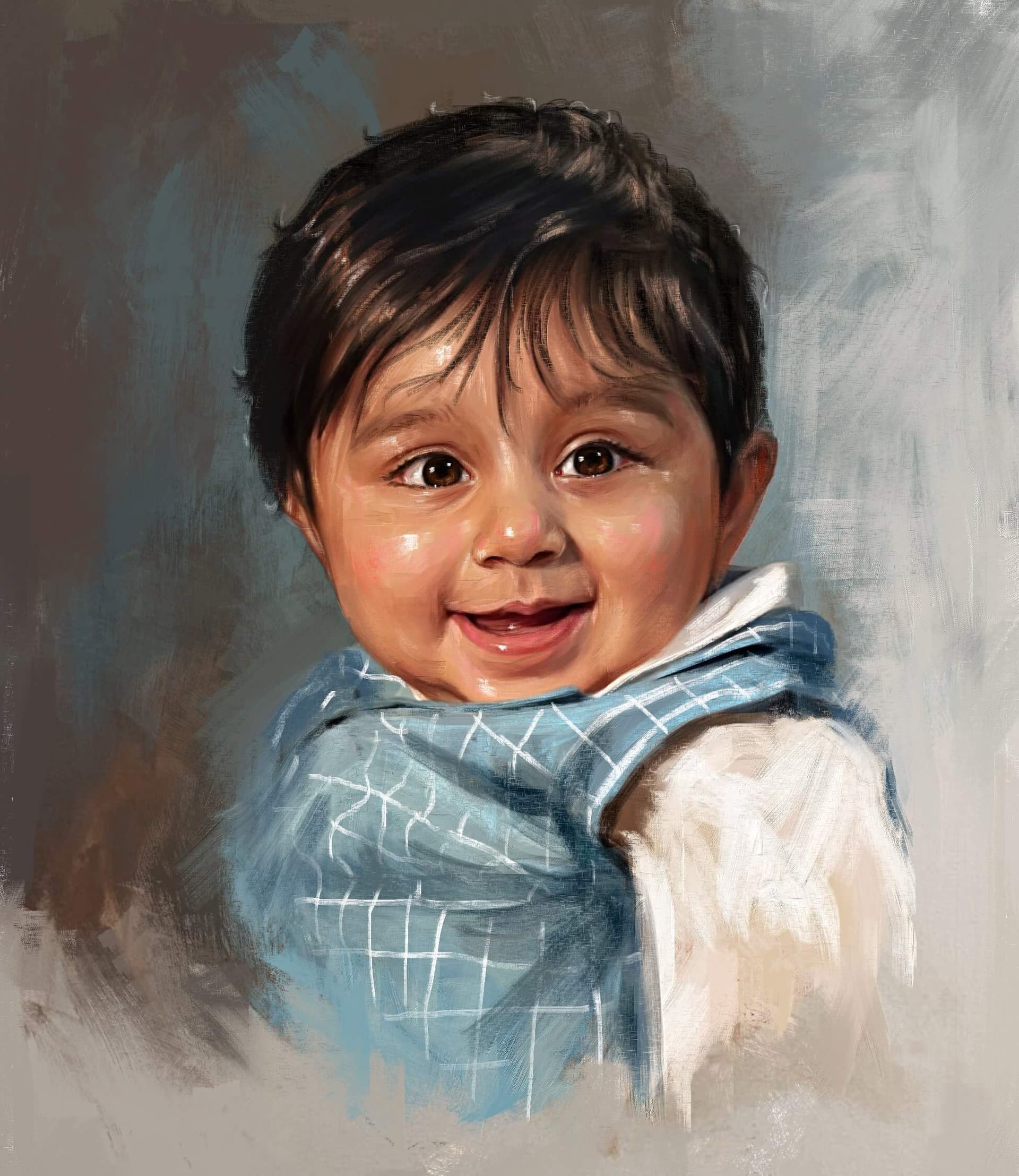 Child Digital Portrait Painting of Prakruti Litmus by Oilpixel