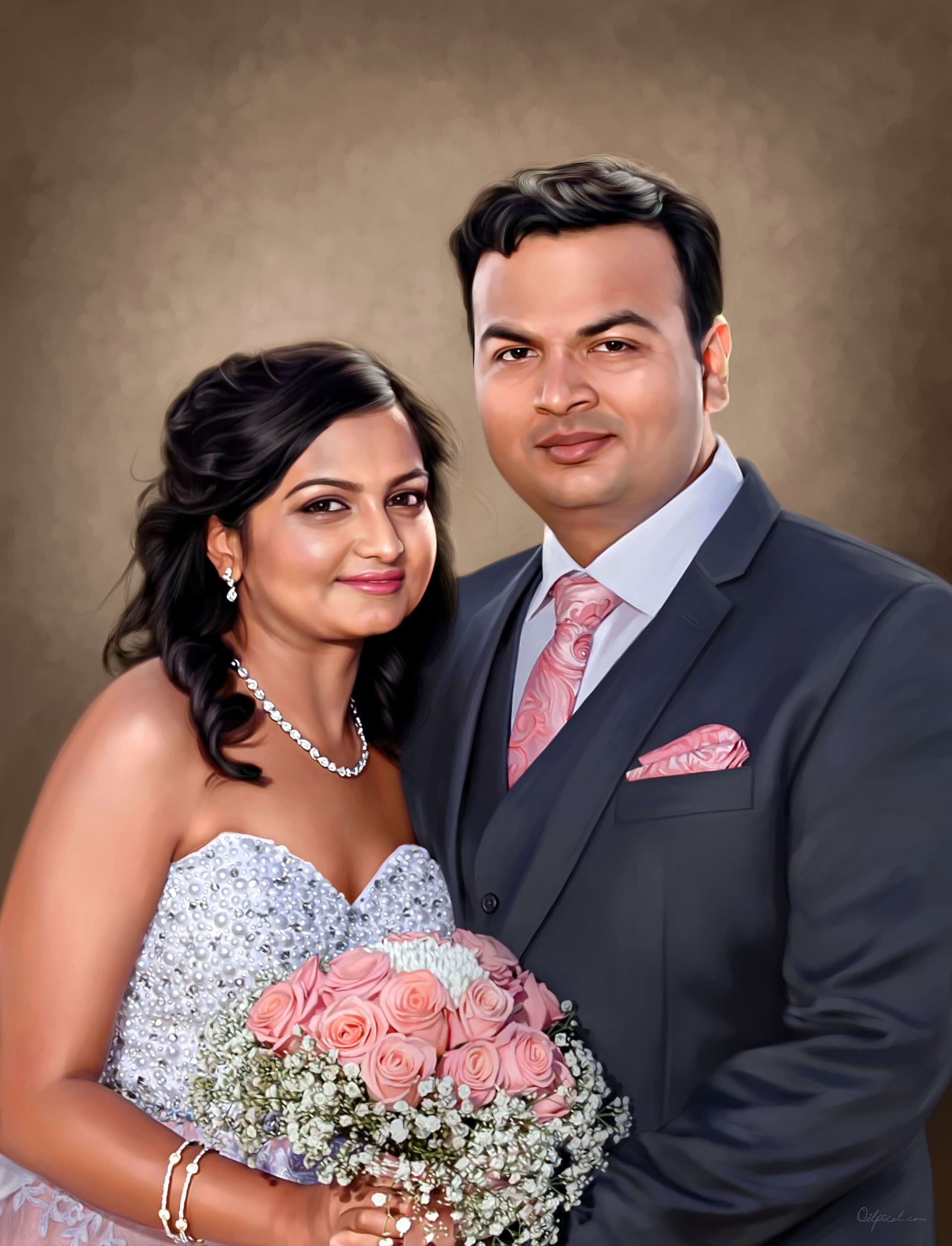 Wedding Couple Digital Painting by Oilpixel