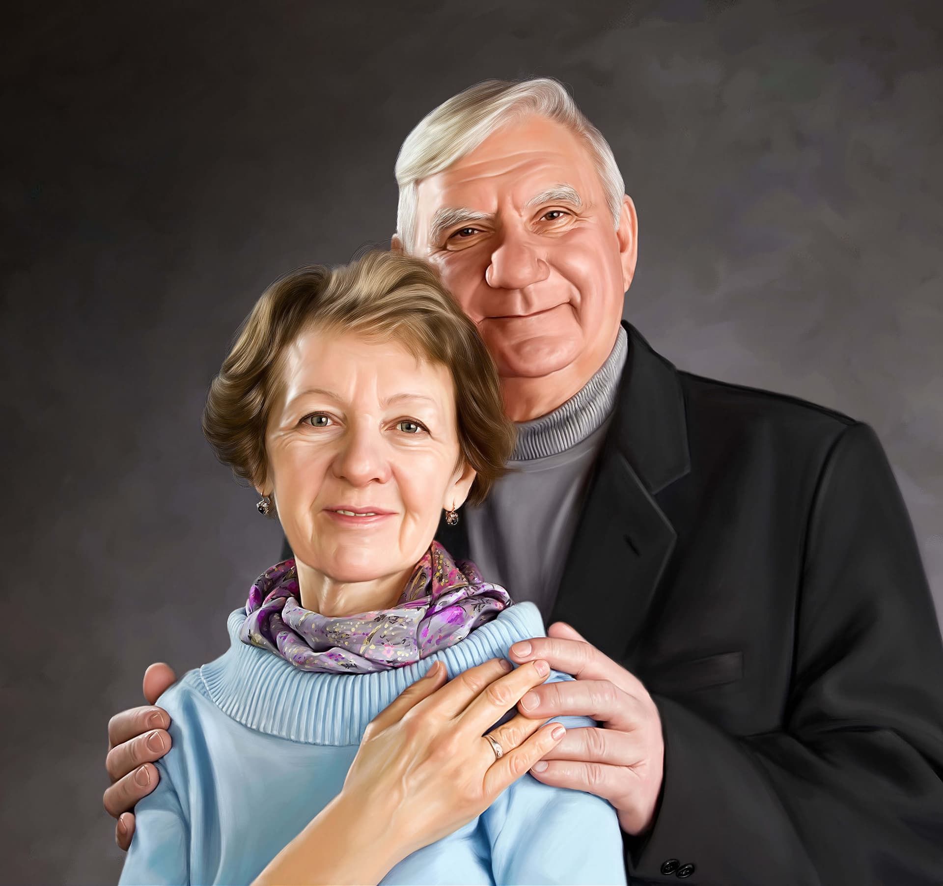 Old Couple Portrait Panting by Oilpixel