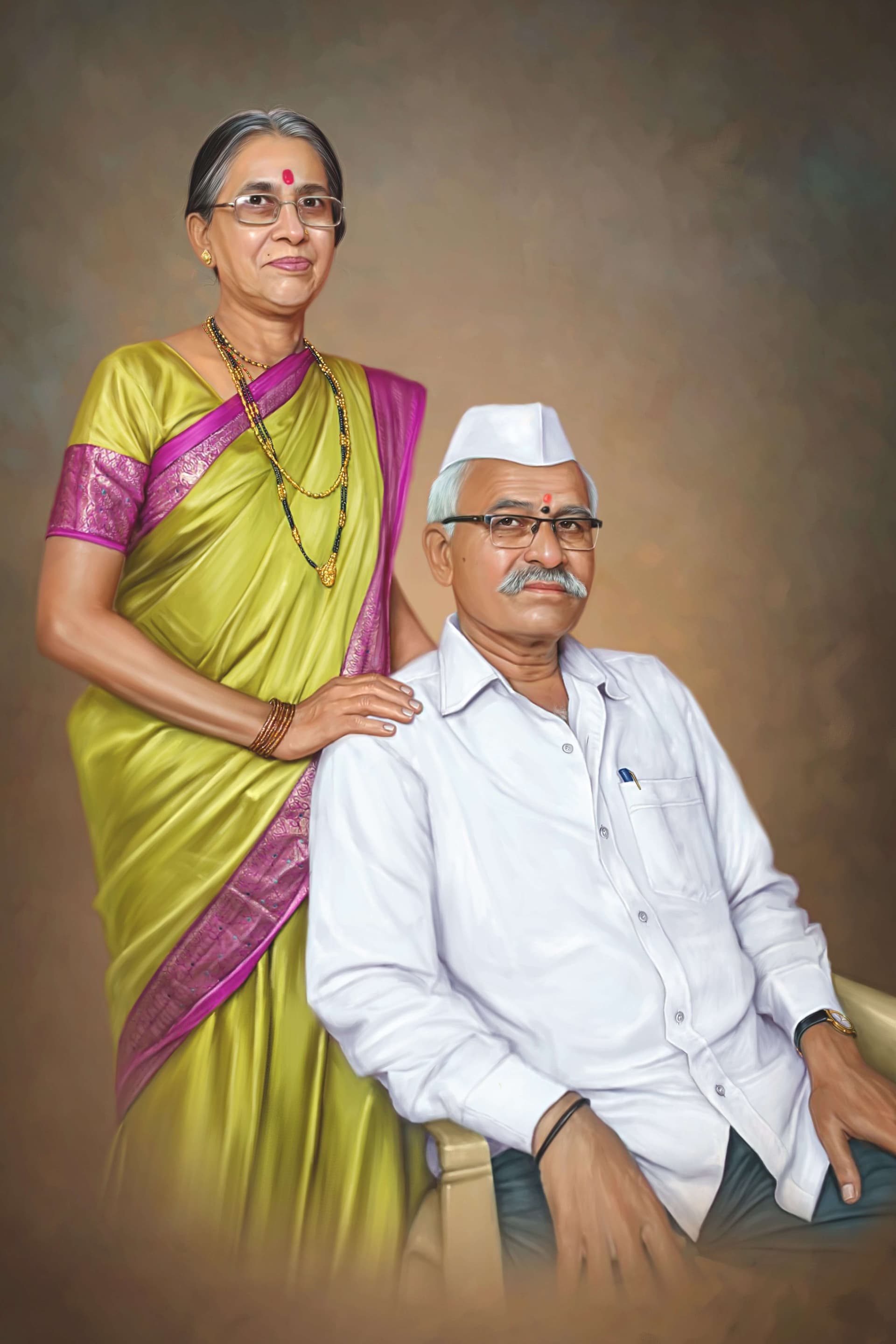 Couple Painting of Tushar Ritu by Oilpixel