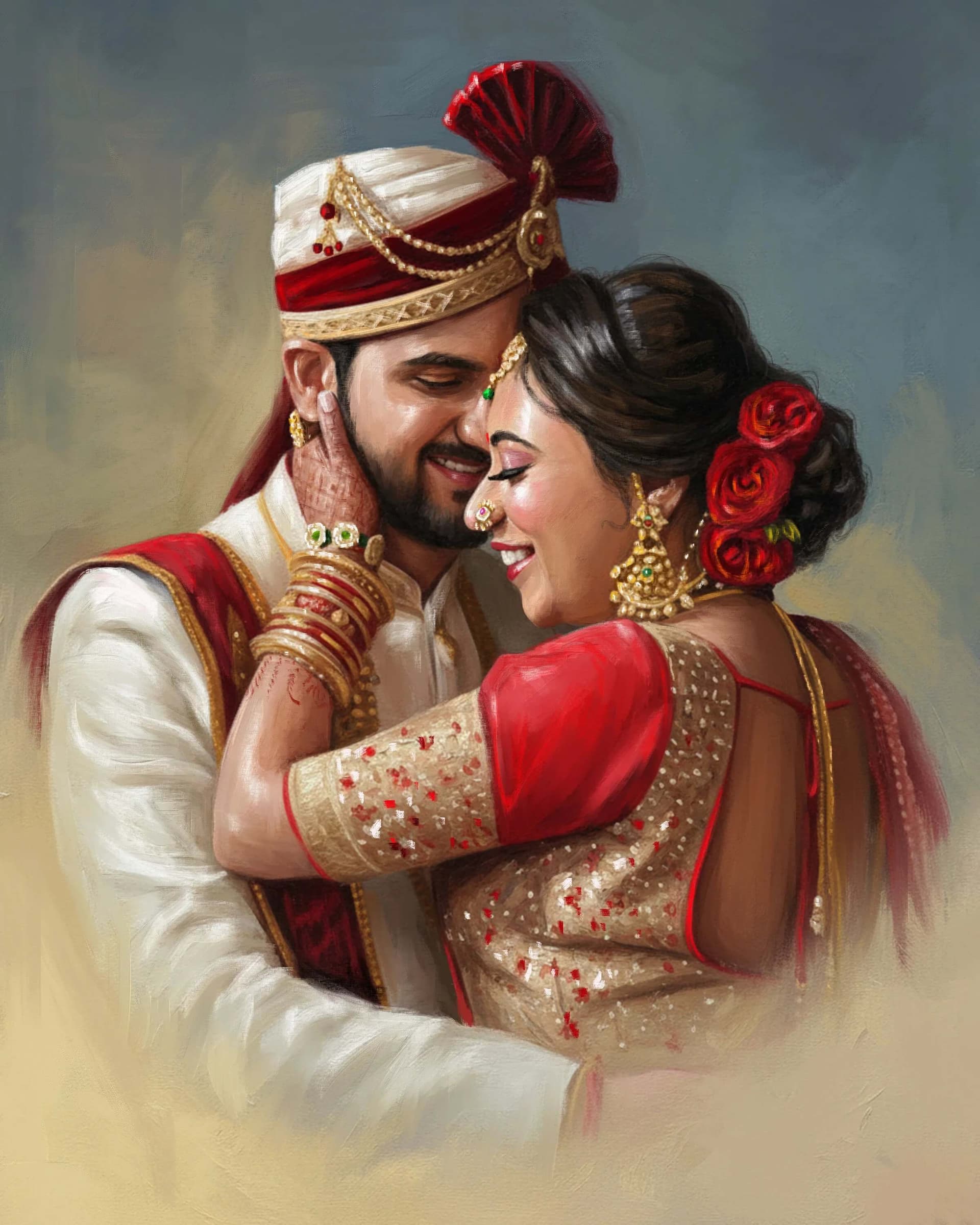 Couple Painting of Brinda Janvi by Oilpixel