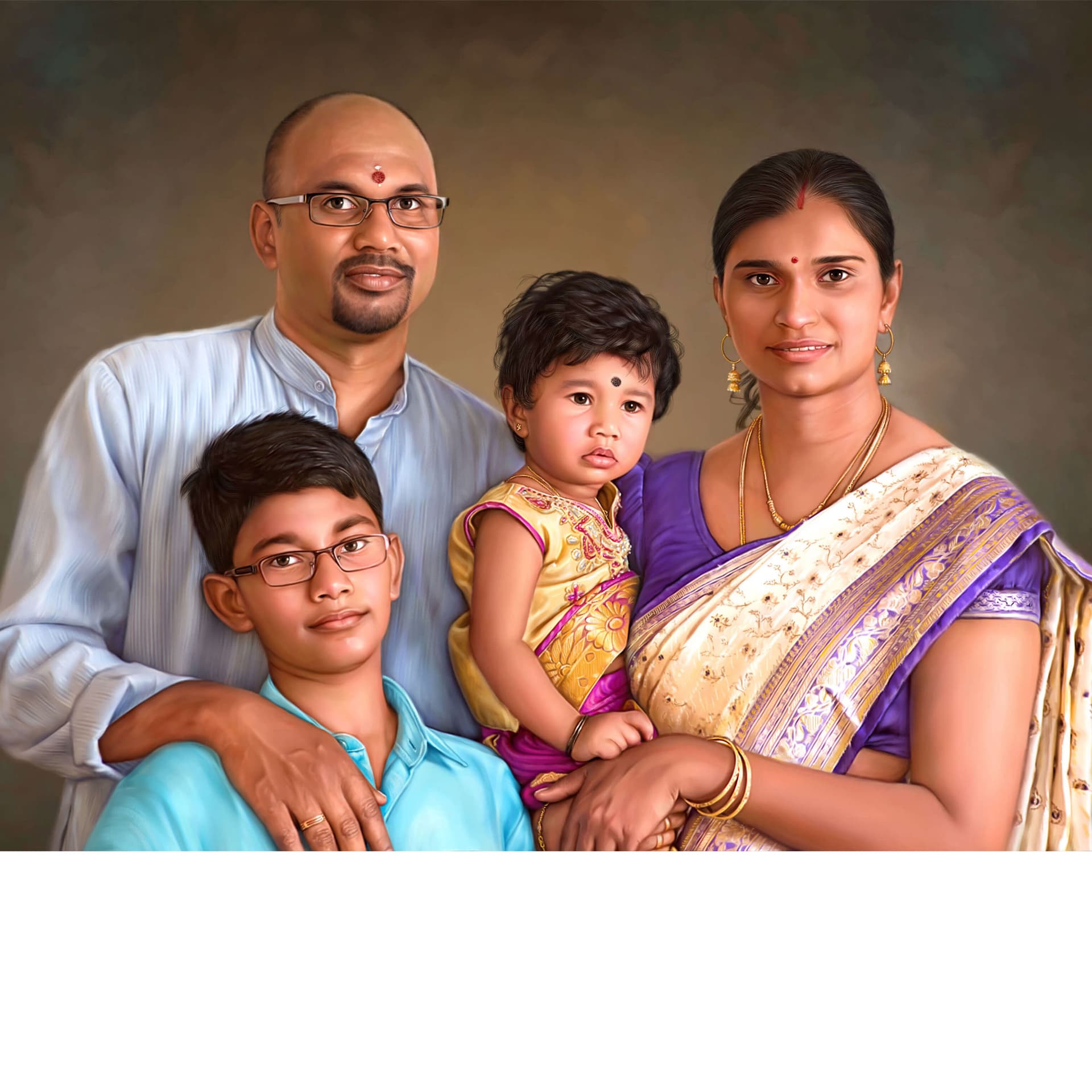 Oil portrait painting of family - Oilpixel