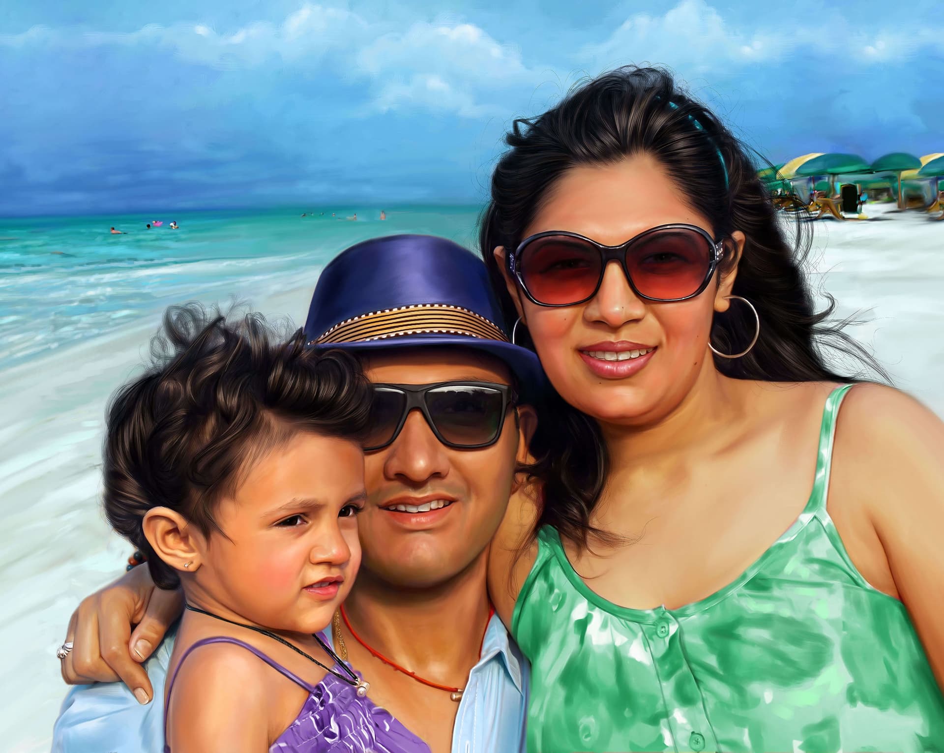 Family Digital Portrait Painting by Oilpixel
