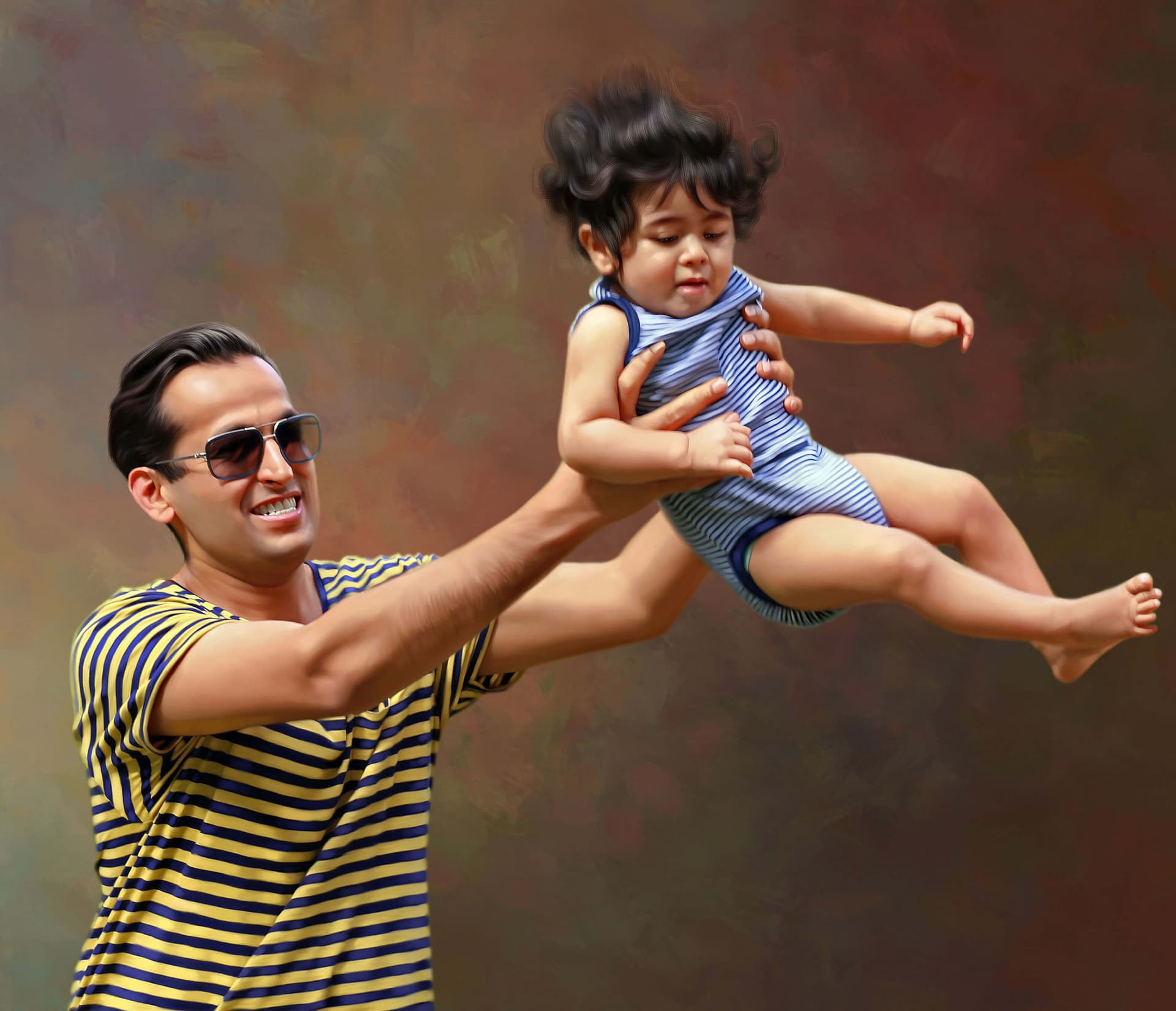 Father and Son Painting by Oilpixel