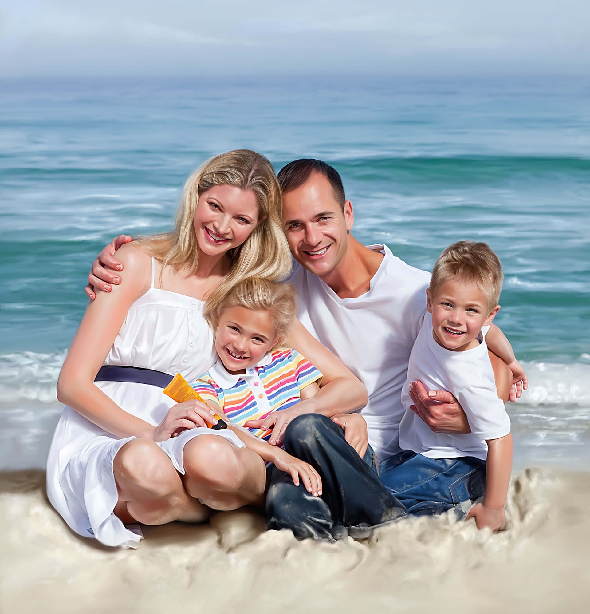 Family Digital Portrait Painting by Oilpixel