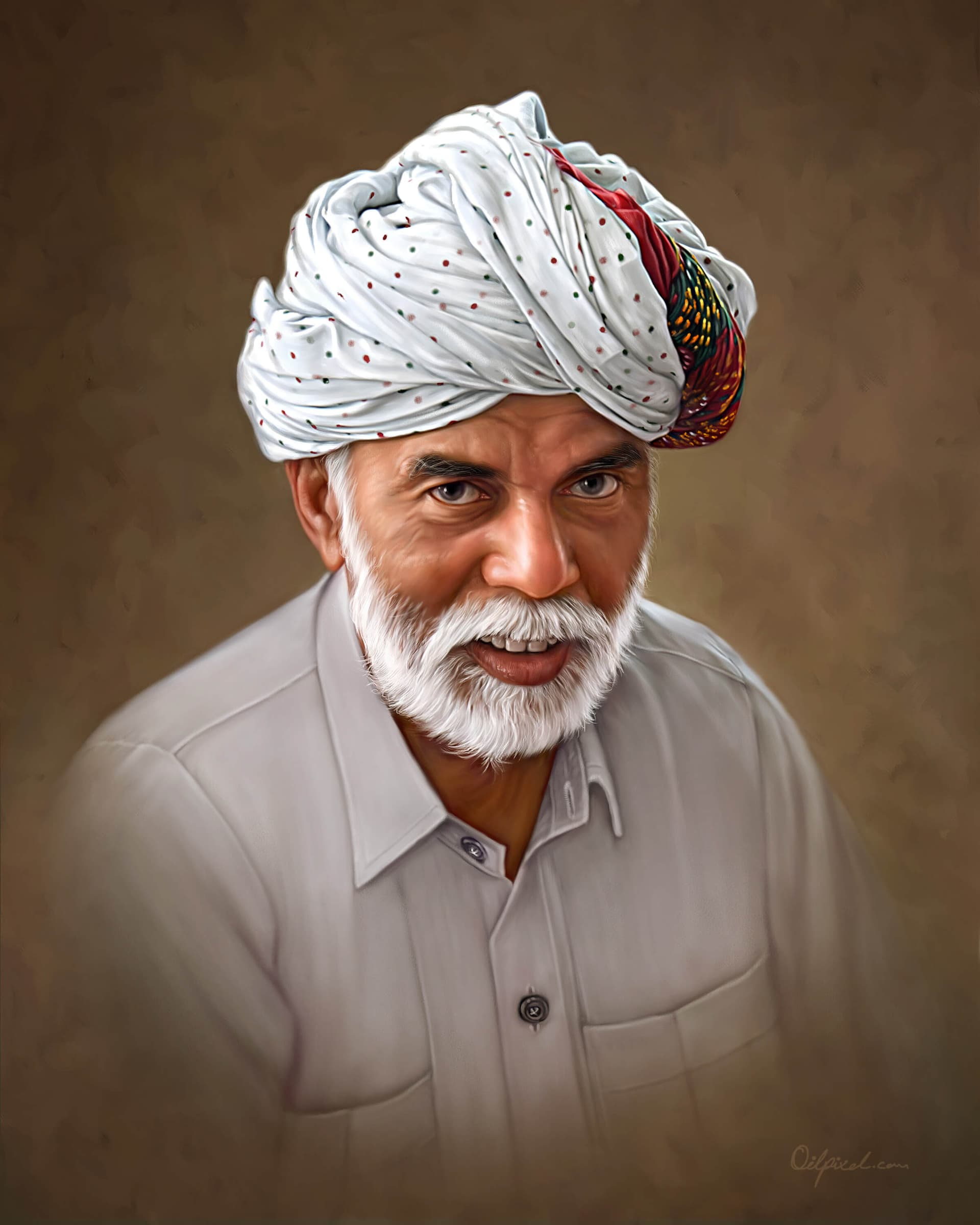 Old Man with a turban oil painting by Oilpixel