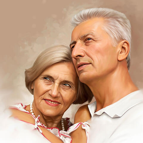 Couple Digital Portrait Painting by Oilpixel