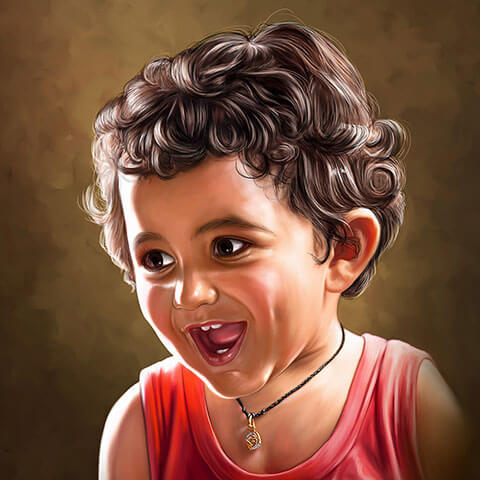 Small Kid Digital Portrait Painting by Oilpixel