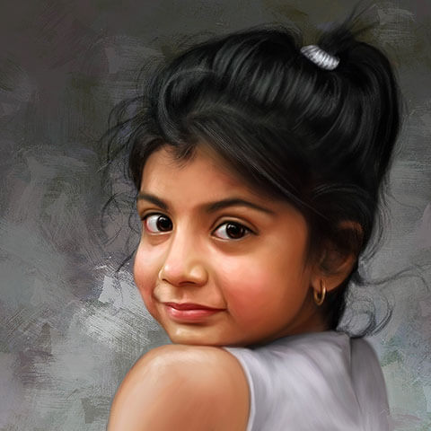 Child Digital Portrait Painting by Oilpixel