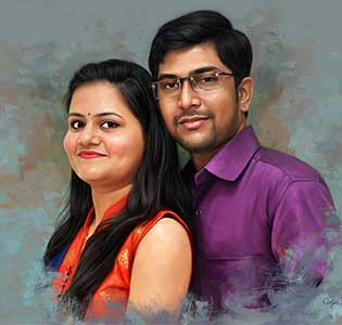 Couple Digital Portrait Painting by Oilpixel