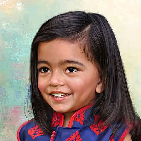 Child Digital Portrait Painting by Oilpixel