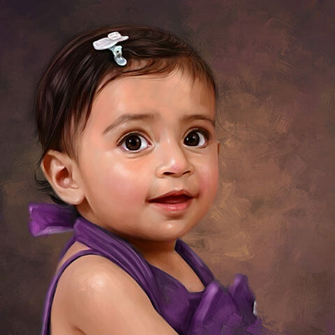 Kid Digital Portrait Painting by Oilpixel