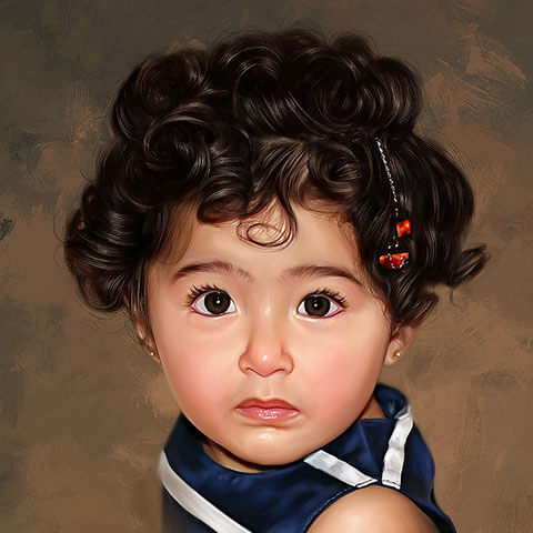 Child Digital Portrait Painting by Oilpixel