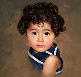 Child Digital Portrait Painting by Oilpixel