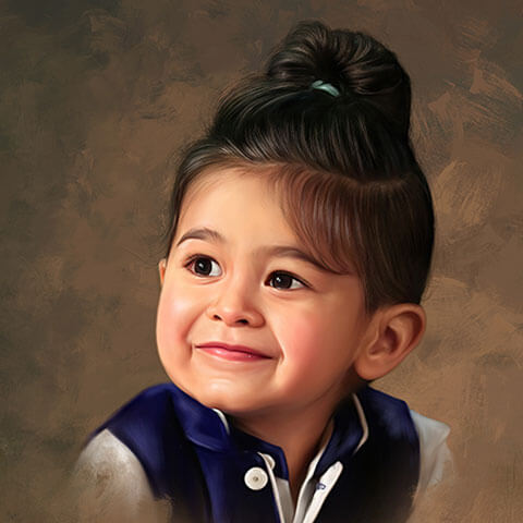 Small Kid Digital Portrait Painting by Oilpixel