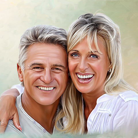 Couple Digital Portrait Painting by Oilpixel