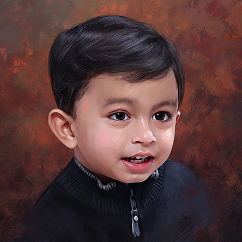 Kid Digital Portrait Painting by Oilpixel