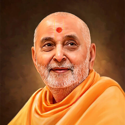 Self Digital Portrait Painting of Pramukh Swami by Oilpixel