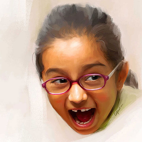 Child Digital Portrait Painting by Oilpixel