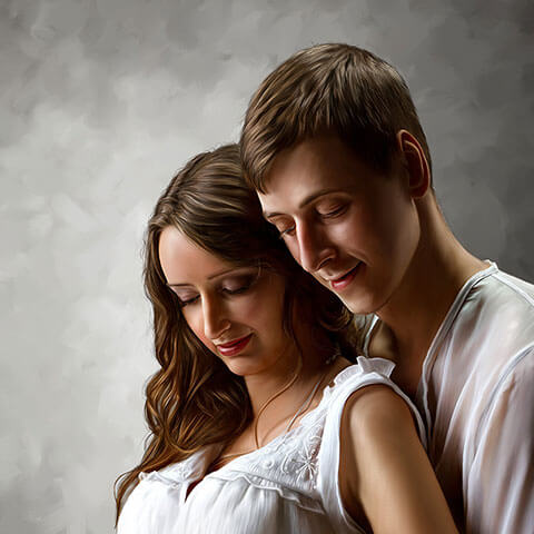 Family Digital Portrait Painting by Oilpixel