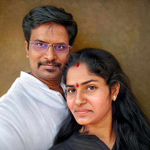 Couple Digital Portrait Painting by Oilpixel