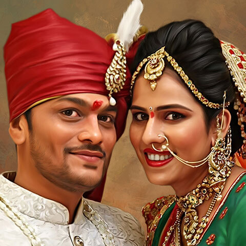 Couple Digital Portrait Painting by Oilpixel