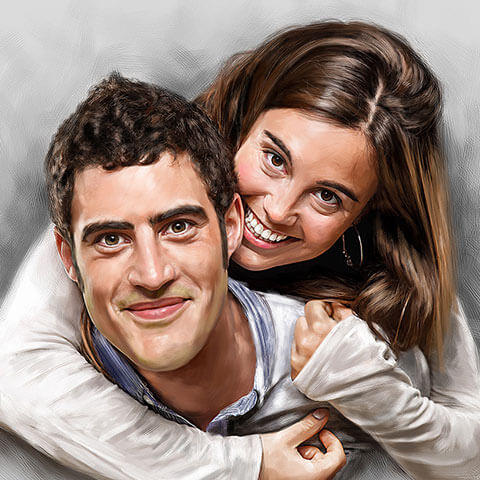 Couple Digital Portrait Painting by Oilpixel