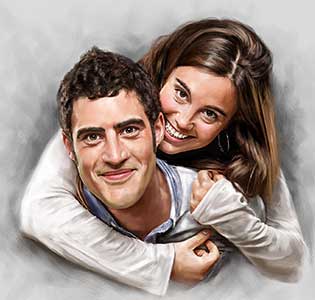 Couple Digital Portrait Painting by Oilpixel