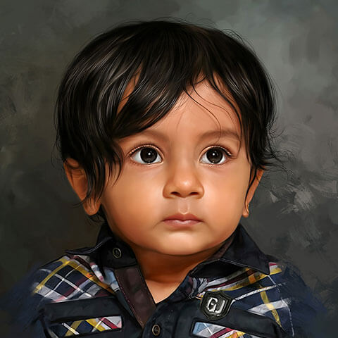 Kid Digital Portrait Painting by Oilpixel