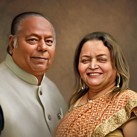 Couple Digital Portrait Painting by Oilpixel