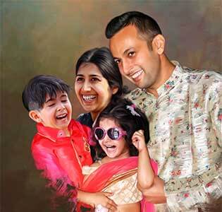 Family Digital Portrait Painting by Oilpixel