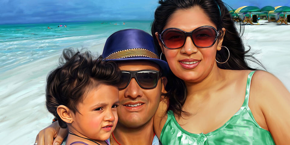 Family Digital Portrait Painting by Oilpixel