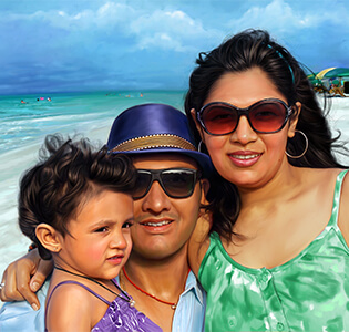 Family Digital Portrait Painting by Oilpixel